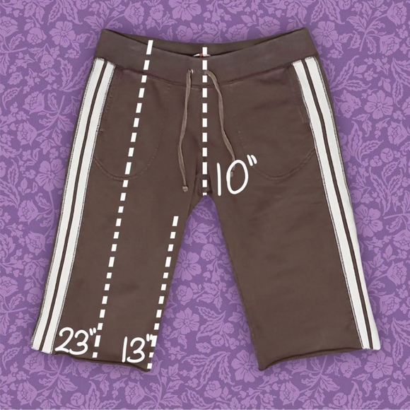 2000s Juicy Couture Brown and Cream Drawstring Shorts Y2k Mcbling | Size M - Picture 3 of 4